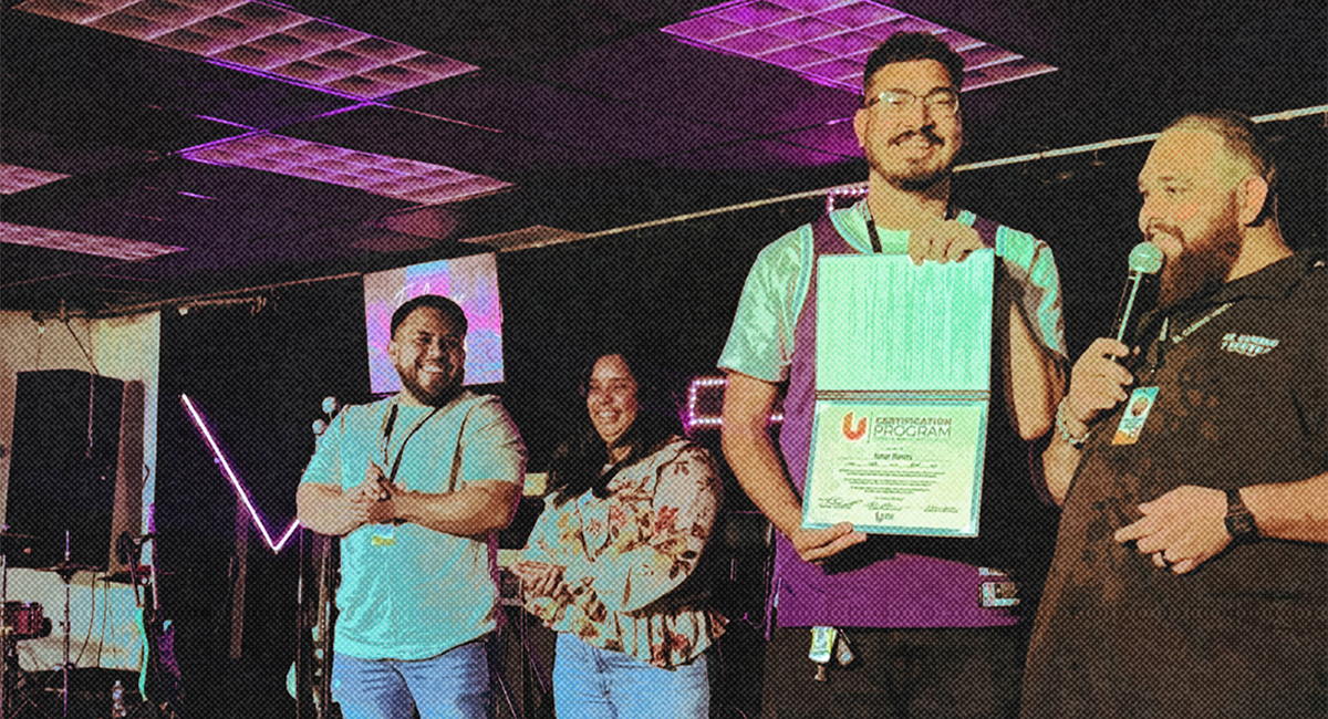 Youth leader receiving an award