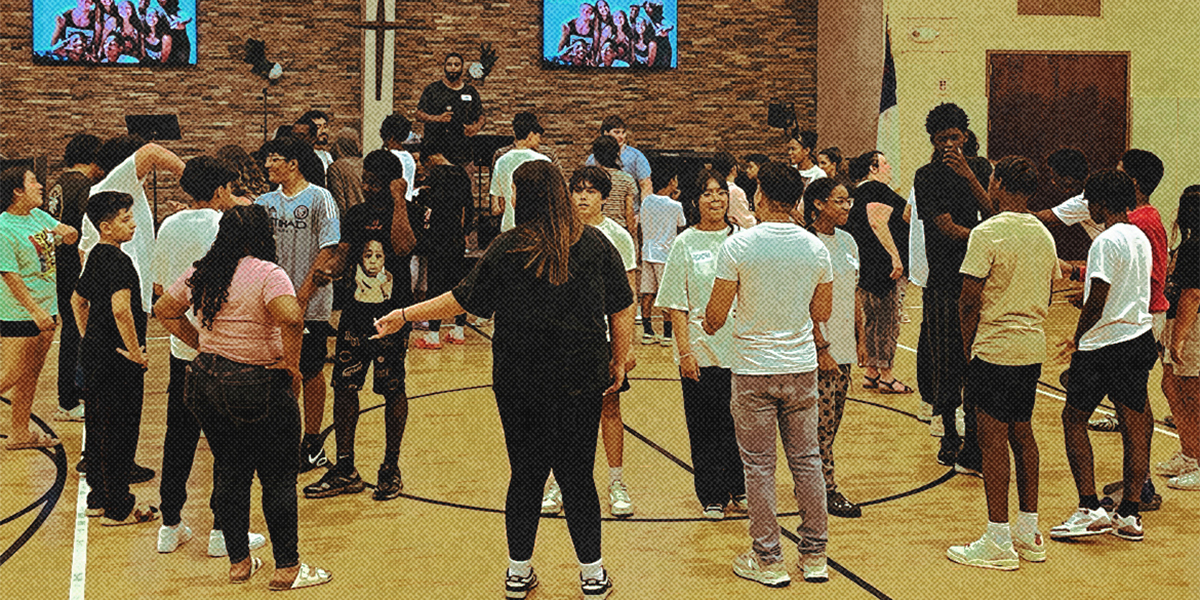 Multi ethnic youth group meeting at a church