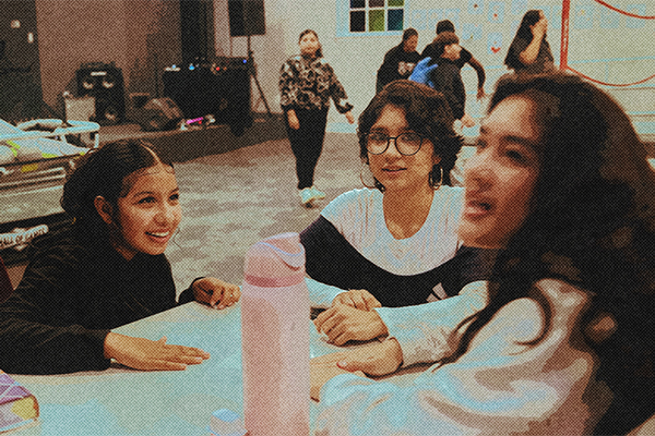 Young teenage girls in bible study