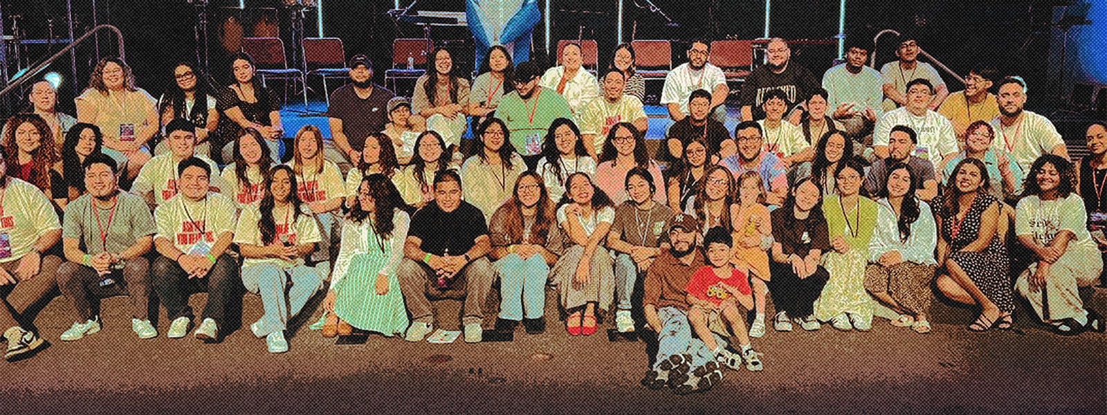 Multi ethnic group of students at a camp
