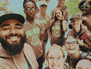 youth leader with group